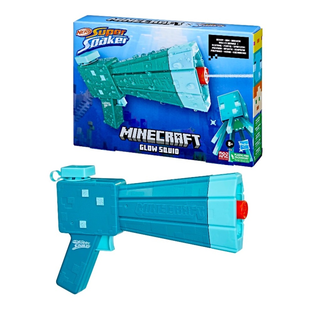 New Bundle of 2 Nerf Super Soaker Minecraft Glow Squid Kids Water Blaster